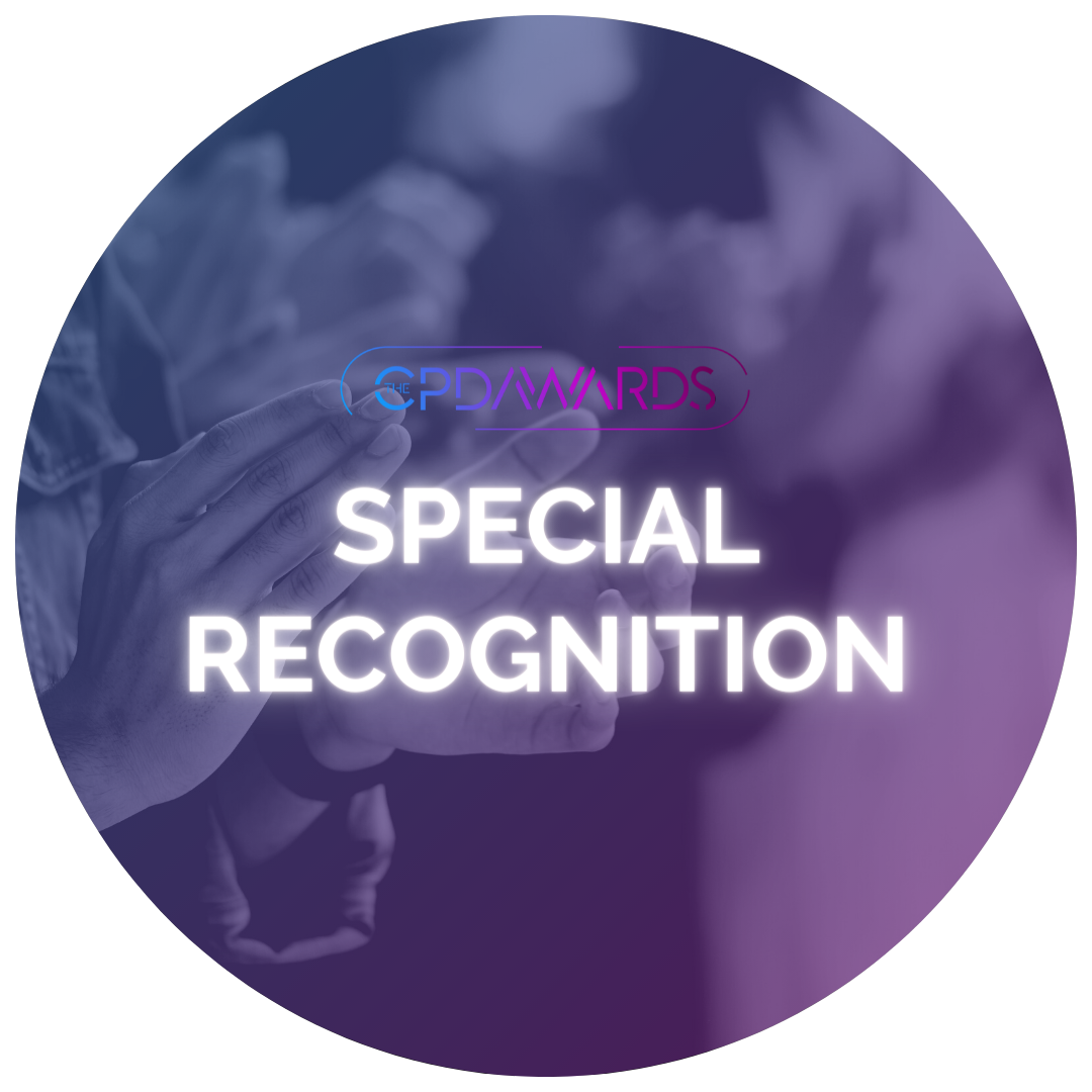 Hands applauding behind text 'Special Recognition' with purple and pink CPD Awards Logo