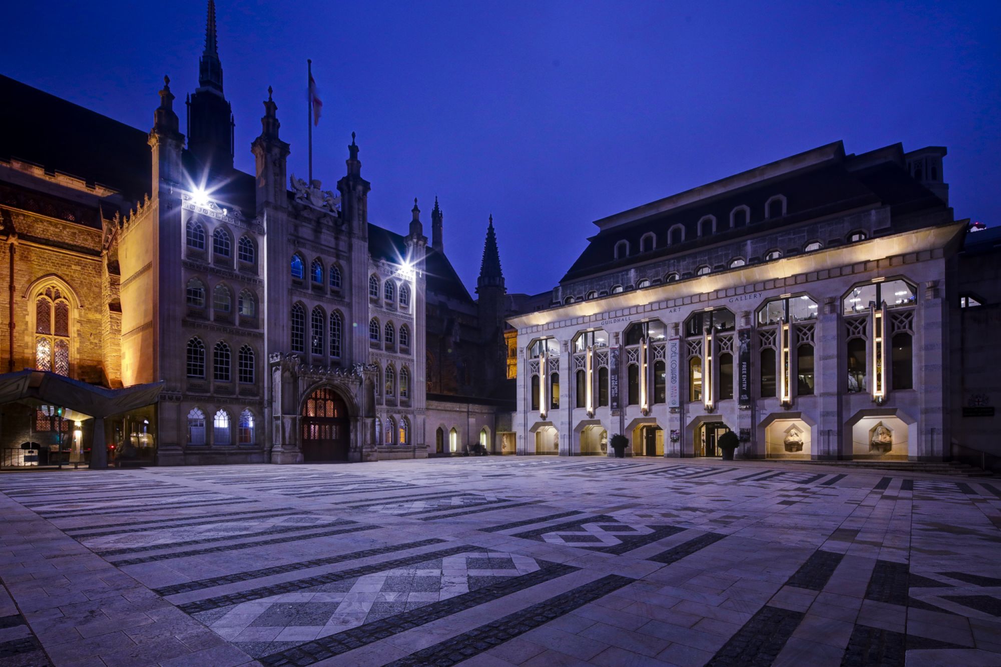 The Guildhall and Art Gallery at dusk